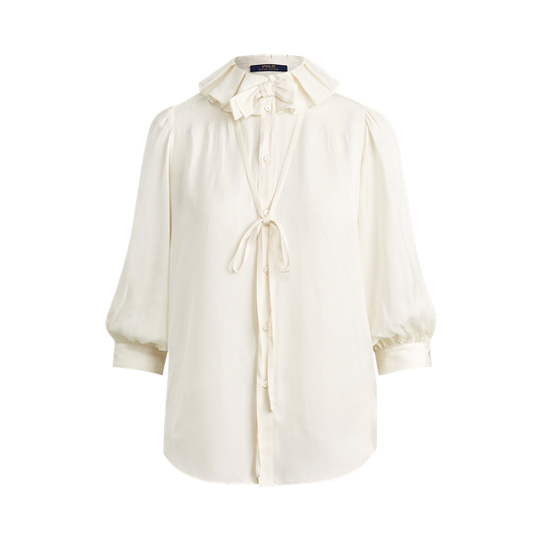 Ruffle-Collar Satin Shirt Polo Ralph Lauren 1