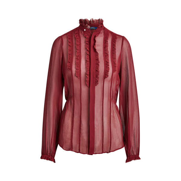 Ruffle-Trim Silk Shirt Polo Ralph Lauren 1