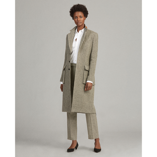 Black/Cream Herringbone Herringbone Wool-Blend Coat Polo Ralph Lauren 1