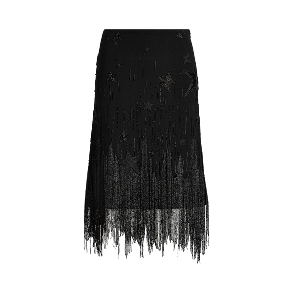 Black Beaded-Fringe Skirt Polo Ralph Lauren 2