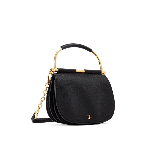 Black Mini Leather Round Satchel Lauren 3