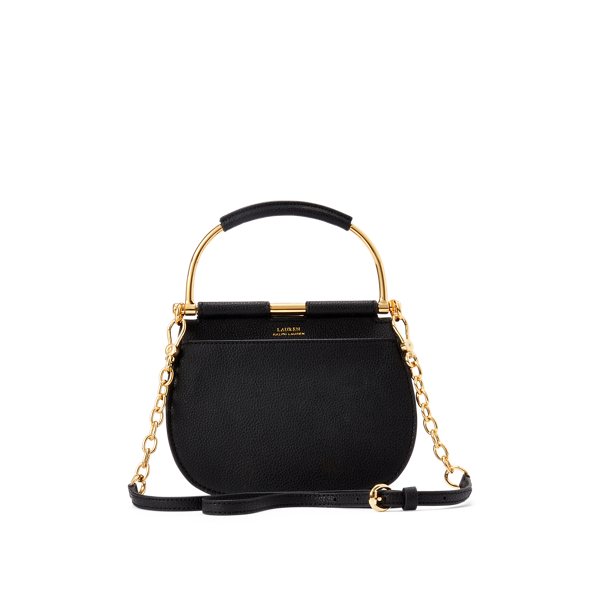 Black Mini Leather Round Satchel Lauren 4