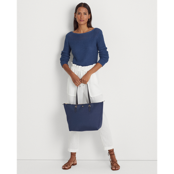 Navy Medium Nylon Keaton Tote Lauren 7