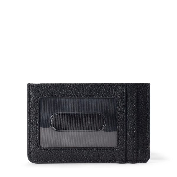 Pebbled Leather Card Case Lauren em Black 2