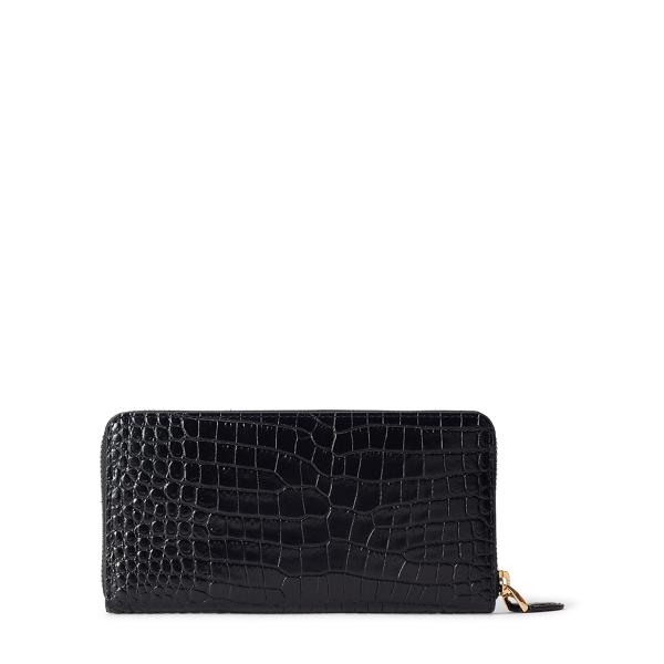 Black Leather Continental Zip Wallet Lauren 2