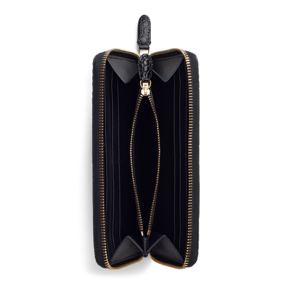 Black Leather Continental Zip Wallet Lauren 3