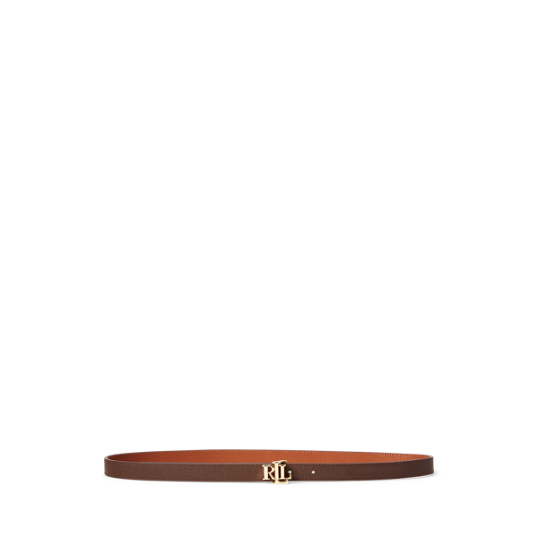 Lauren Tan/Dark Brown Logo Reversible Leather Belt Lauren 2