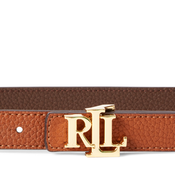 Lauren Tan/Dark Brown Logo Reversible Leather Belt Lauren 3