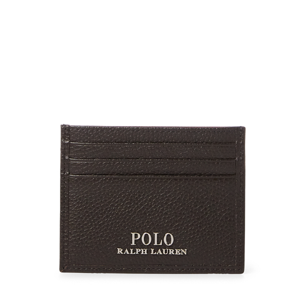 Dark Brown Pebbled Leather Card Case Polo Ralph Lauren 1