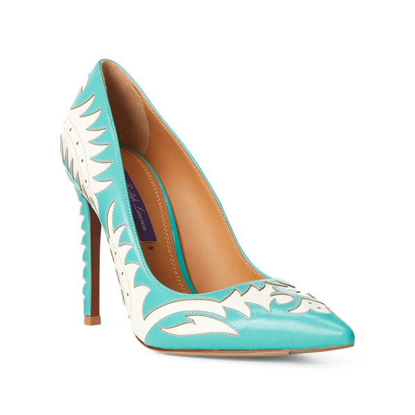 Aqua/Cream Celia Calfskin Pump Ralph Lauren Collection 3