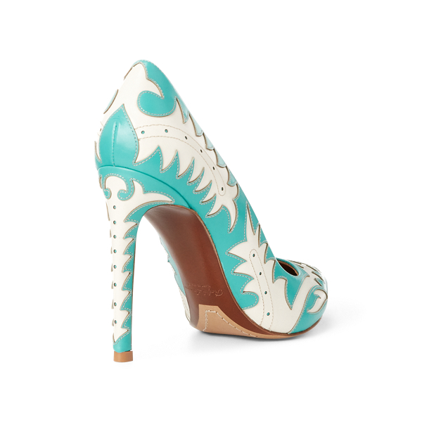 Aqua/Cream Celia Calfskin Pump Ralph Lauren Collection 4