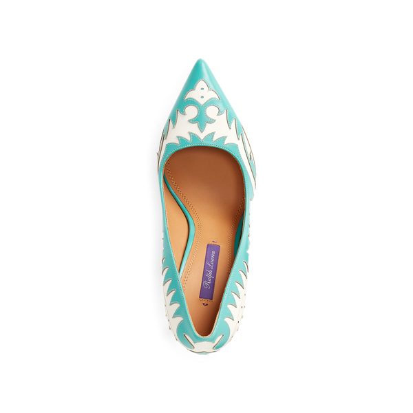 Aqua/Cream Celia Calfskin Pump Ralph Lauren Collection 5