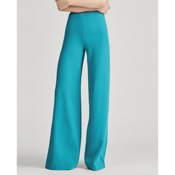 Pantalon Daria &agrave; jambe large Ralph Lauren Collection en Turquoise 4