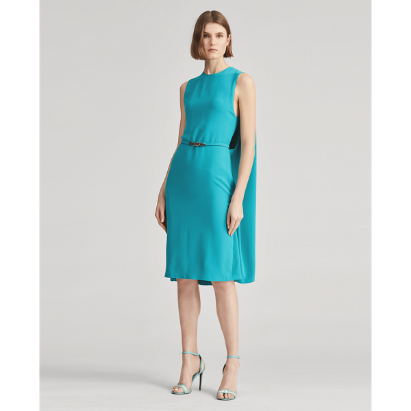 Turquoise Aviana Belted Cape Dress Ralph Lauren Collection 4