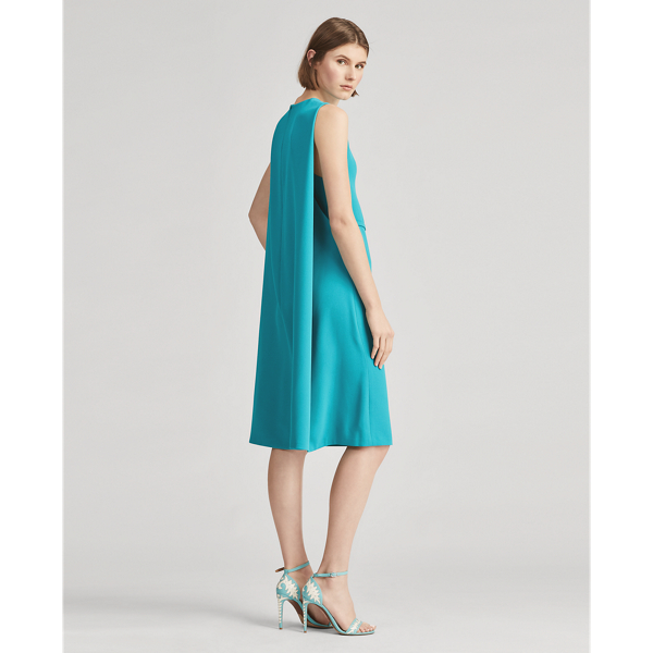 Turquoise Aviana Belted Cape Dress Ralph Lauren Collection 5