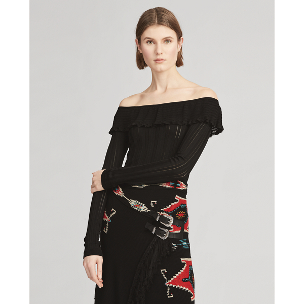 Black Pull en maille aux épaules dégagées Ralph Lauren Collection 1