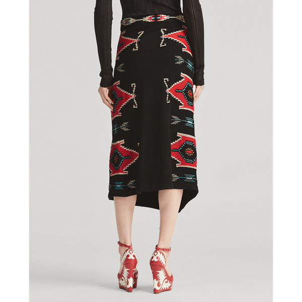 Black Multi Silk Wrap Skirt Ralph Lauren Collection 5