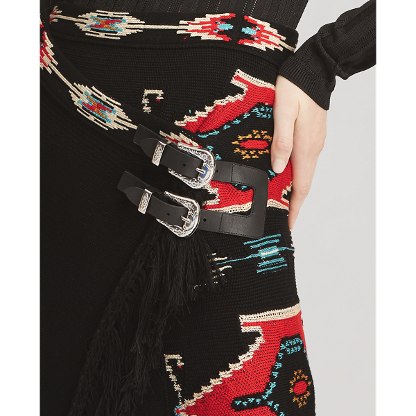 Black Multi Silk Wrap Skirt Ralph Lauren Collection 6