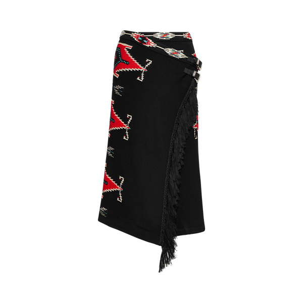 Black Multi Silk Wrap Skirt Ralph Lauren Collection 2