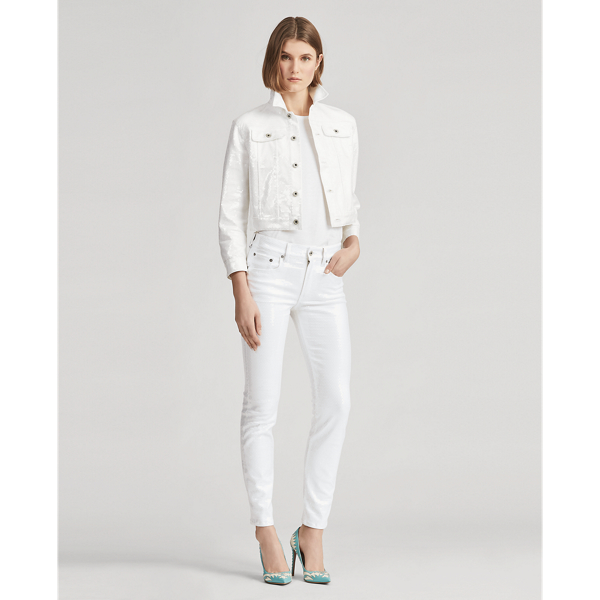 White Damien Sequinned Trucker Jacket Ralph Lauren Collection 4