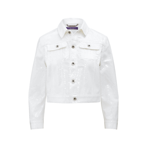 White Damien Sequinned Trucker Jacket Ralph Lauren Collection 2
