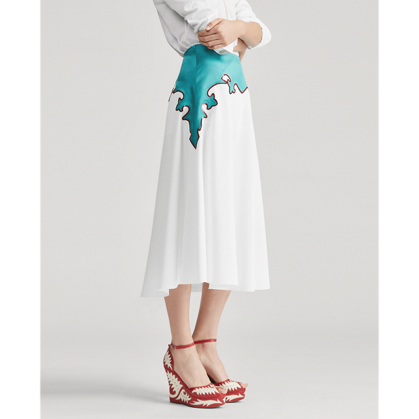 Trivelas Crepe A-Line Skirt Ralph Lauren Collection em White 4