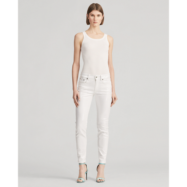 Camiseta de tirantes de seda en punto de canal&eacute; Ralph Lauren Collection en Blanco 4