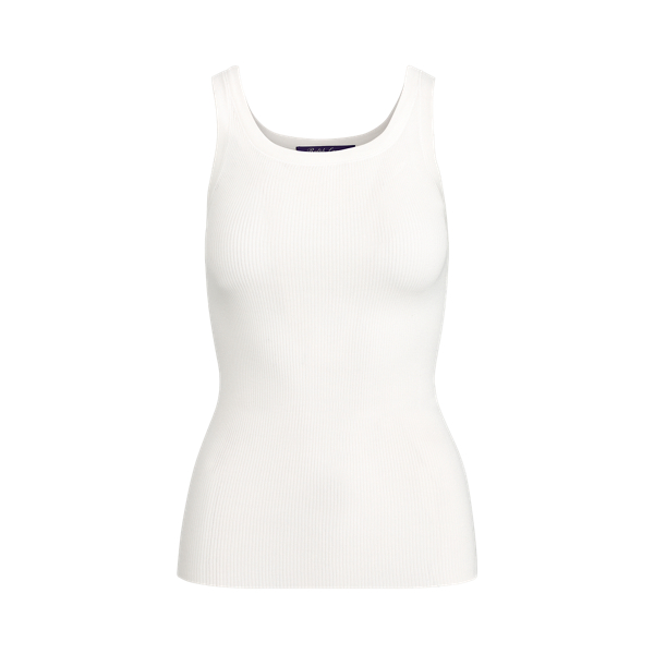 Camiseta de tirantes de seda en punto de canal&eacute; Ralph Lauren Collection en Blanco 2