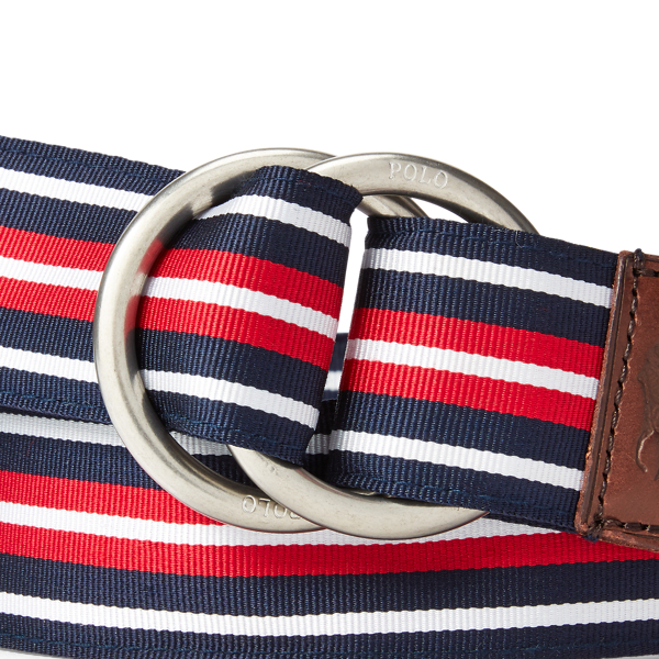 Refined Navy/White/Red Grosgrain O-Ring Belt Polo Ralph Lauren 2
