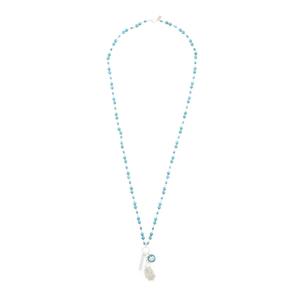 Silver/Turq Turquoise Bead Necklace Lauren 1