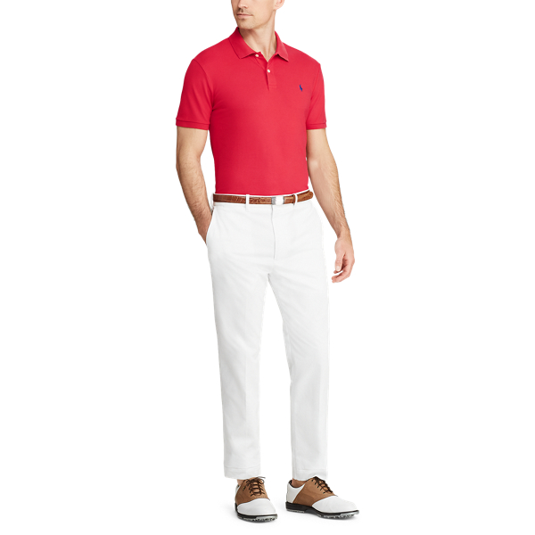 Deep Orangey Red Custom Slim Stretch Mesh Polo Polo Golf 2