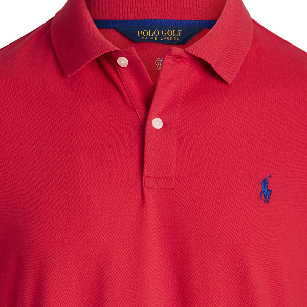Deep Orangey Red Custom Slim Stretch Mesh Polo Polo Golf 5