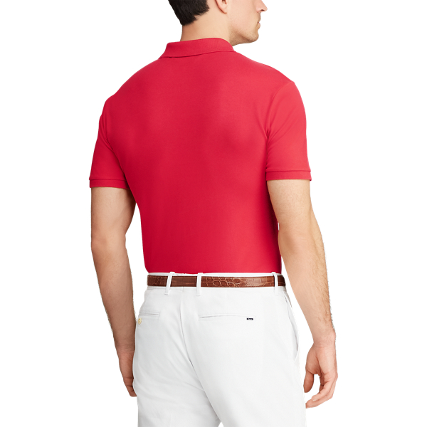 Deep Orangey Red Custom Slim Stretch Mesh Polo Polo Golf 4