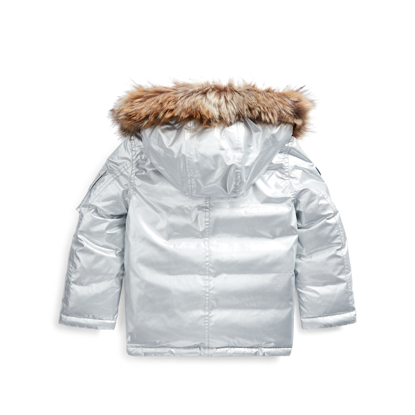 Silver Metallic Down Parka Boys 2-7 2