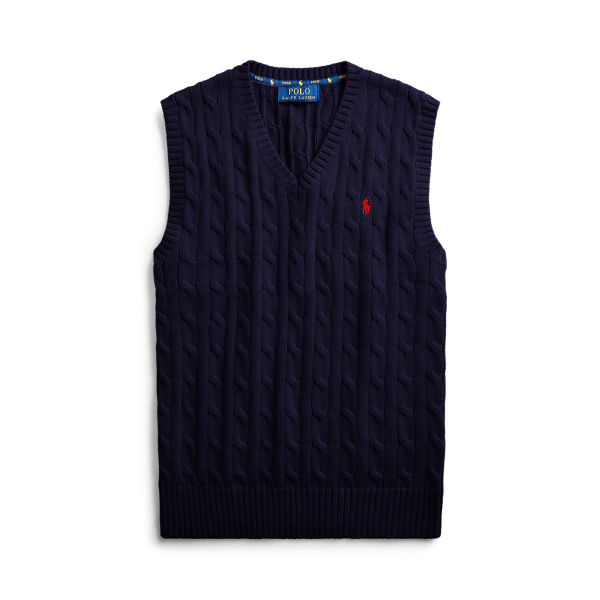 Cable-Knit Cotton Sweater Vest Boys 6-14 Years em 1