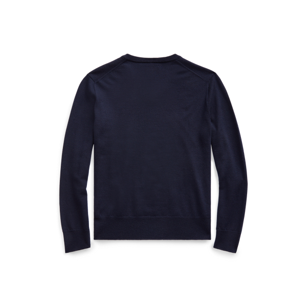 Navy Merino Wool V-Neck Jumper Boys 6-14 Years 2