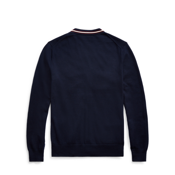 RL Navy Multi Cotton V-Neck Cardigan Boys 8-20 2