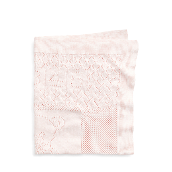 Couverture ourson coton pointelle Baby Girl en 1
