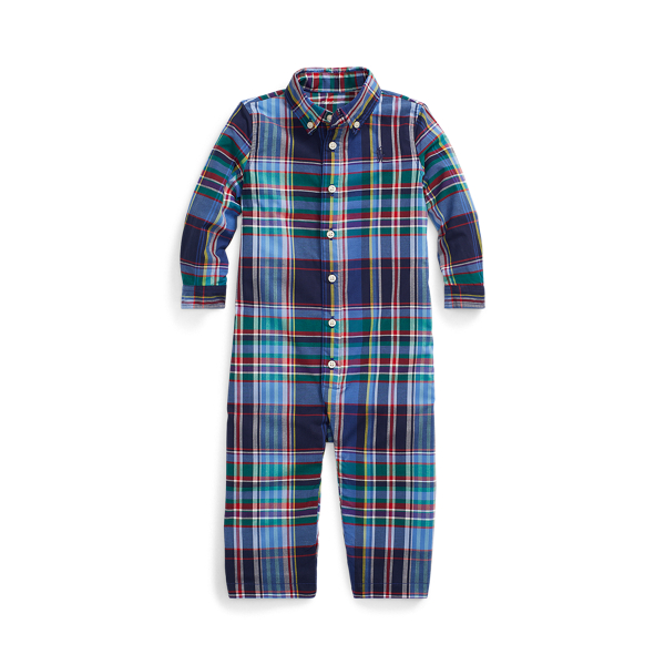 Plaid Cotton Poplin Coverall Baby Boy in 1