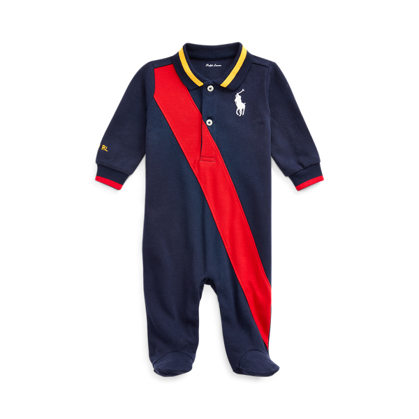 Cotton Mesh Polo Coverall Baby Boy 1