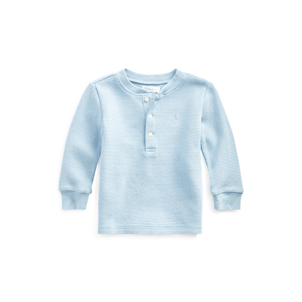 Waffle-Knit Cotton Henley Baby Boy 1