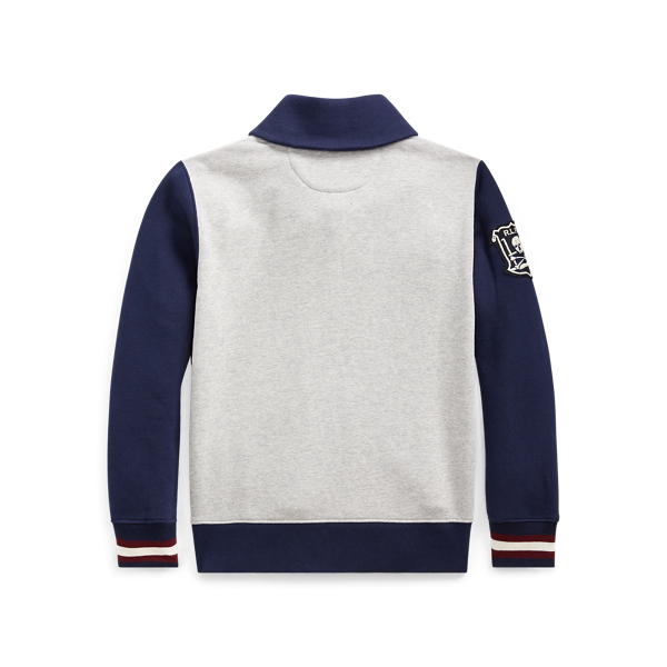 Light Grey Heather Fleece Letterman Cardigan Boys 8-20 2