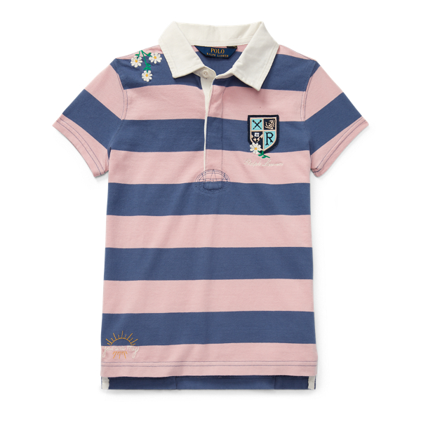Chemise de rugby brod&eacute;e en coton Girls 7-14 Years en 1