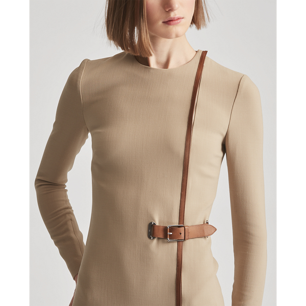 Icon Tan Evelina Belted Wool Dress Ralph Lauren Collection 6
