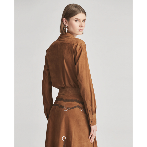 Cinnamon Capri Lamb-Suede Wrap Shirt Ralph Lauren Collection 5