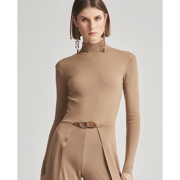 Camel Belted Wool Jumpsuit Ralph Lauren Collection 5