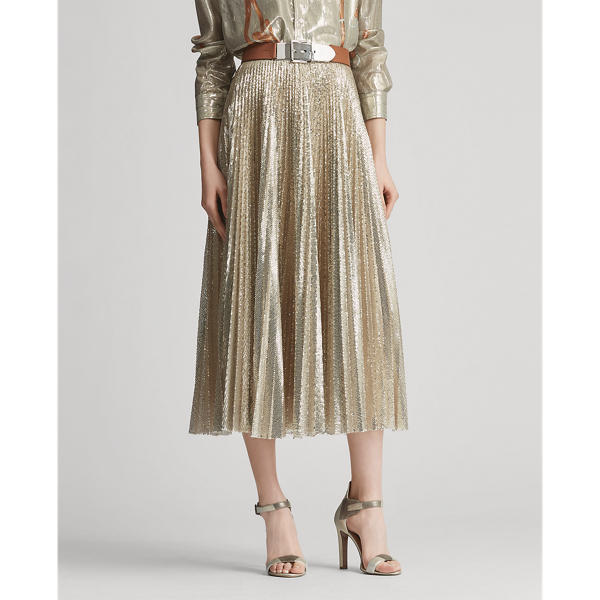 Pale Gold Trivelas Pleated Skirt Ralph Lauren Collection 4