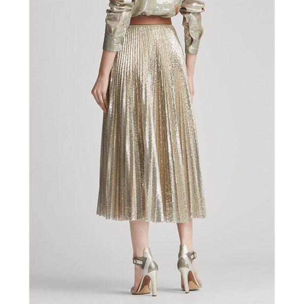 Pale Gold Trivelas Pleated Skirt Ralph Lauren Collection 5