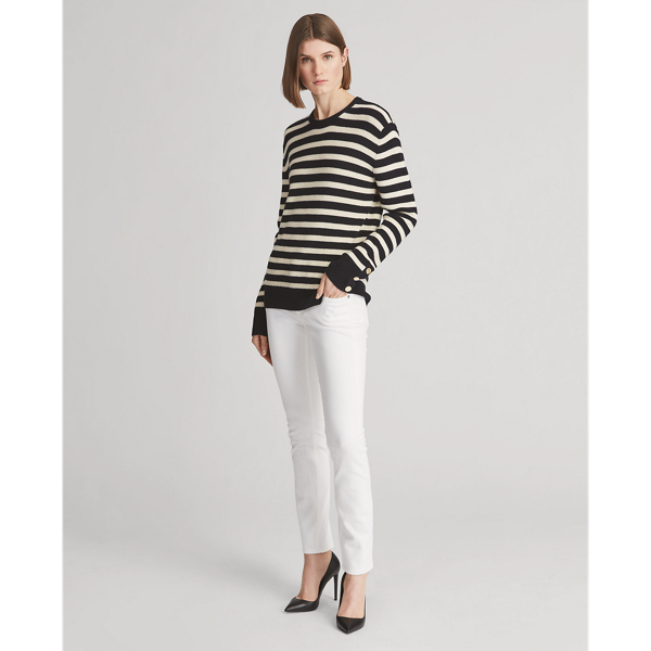 Midnight/Cream Stripe Striped Cotton-Cashmere Jumper Ralph Lauren Collection 4