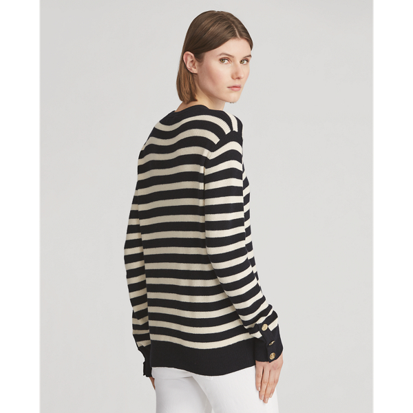 Midnight/Cream Stripe Striped Cotton-Cashmere Jumper Ralph Lauren Collection 5